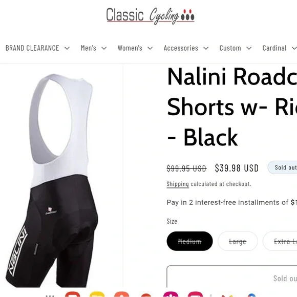 Nalini Road-cycling Bib Shorts - Mens Large, Black and White - Picture 2 of 3